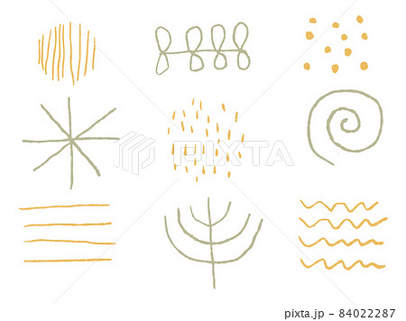 ゆるい手描きのノルディック風模様パターン_ベージュとモスグリーン 84022287