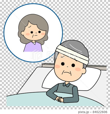 An elderly man worried about his wife being... - Stock Illustration ...