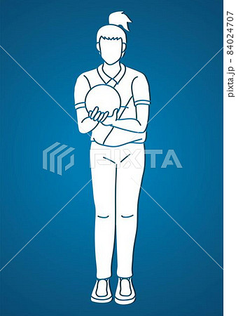 Bowling Player Bowler Action Cartoon Sport Graphic Vector 84024707