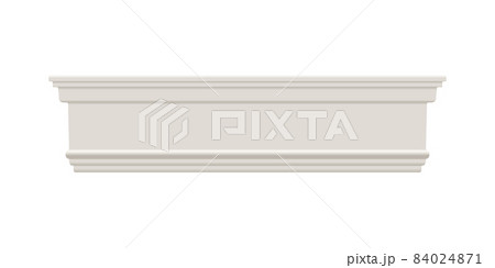 White skirting baseboard molding. Ceiling crown on white background. 84024871