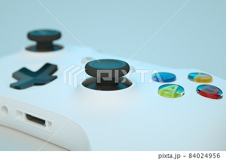 3D render large button on white game joystick 3D render large button on white game joystick 84024956