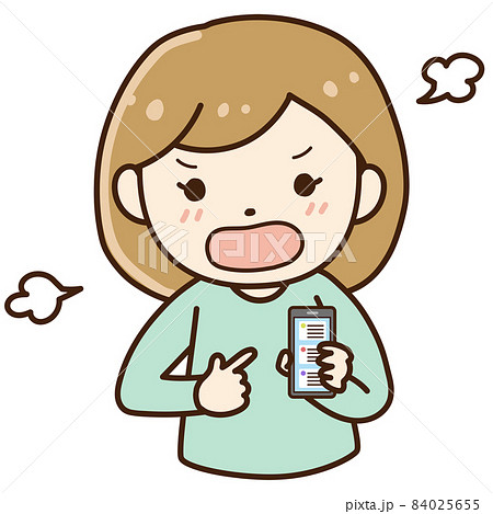 スマホを見せながら怒る女性 84025655