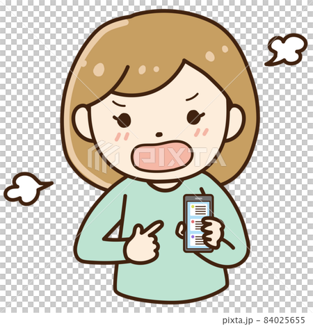スマホを見せながら怒る女性 84025655