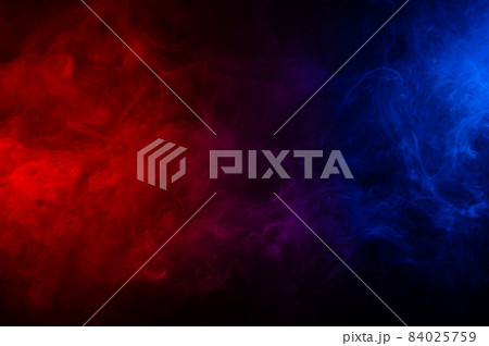 Fog in red blue neon light on black background. Fog in red blue neon light on black background. 84025759