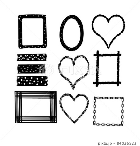 Washi tape frames in black color. Bright vector design for web, print, planners, etc.  84026523