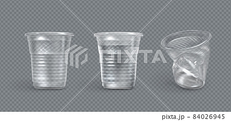 Plastic cups, crumpled and full of water mugs 84026945