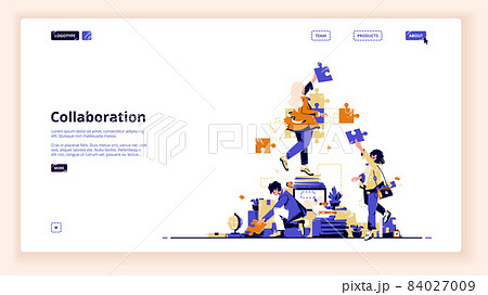 Teamwork collaboration landing page or web banner Teamwork collaboration landing page or web banner 84027009