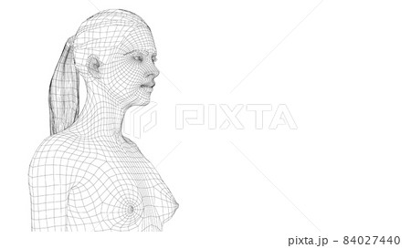 Wireframe portrait of a young beautiful girl 84027440