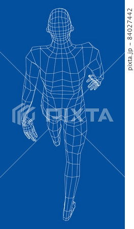 Wireframe walking man. 3d illustration 84027442