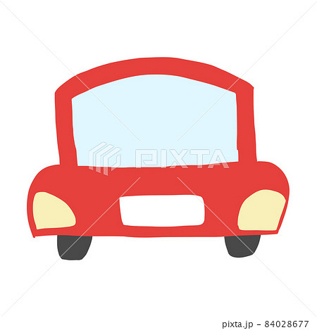 赤い車の正面 シンプルイラストのイラスト素材