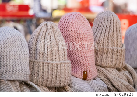 Sale of winter woolen clothes in a shopping - Stock Photo [84029329] -  PIXTA