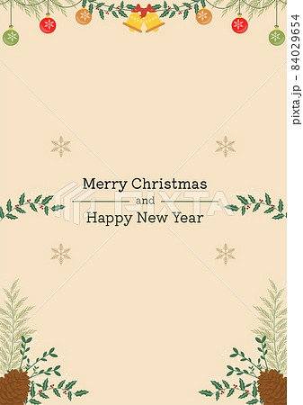 クリスマスカード（メリークリスマ＆ハッピーニューイヤー）縦型 84029654