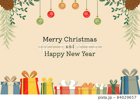 クリスマスカード（メリークリスマ＆ハッピーニューイヤー）横型 84029657