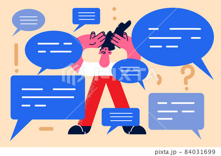 Anxious man distressed with notifications on internet  84031699