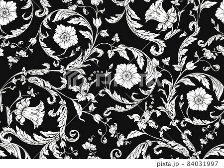 Seamless pattern, background. Colored vector illustration. In baroque, rococo, victorian 84031997