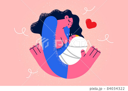 Caring mother breastfeeding newborn baby Caring mother breastfeeding newborn baby 84034322