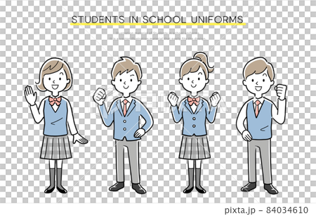 矢量插圖素材：制服學生、初高中生 84034610