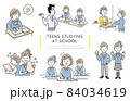 ベクターイラスト素材：中高生の学校生活、セット 84034619