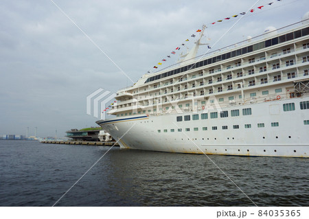 Big cruise ship. Osanbashi Pier main international passenger pier at the Port of Yokohama Big cruise ship. Osanbashi Pier main international passenger pier at the Port of Yokohama 84035365
