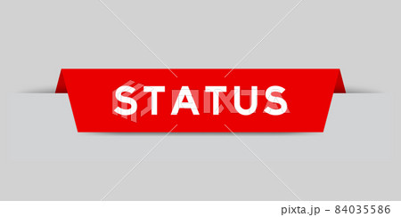 Red color inserted label with word status on gray background 84035586