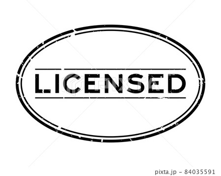 Grunge black licensed word oval rubber seal stamp on white background 84035591