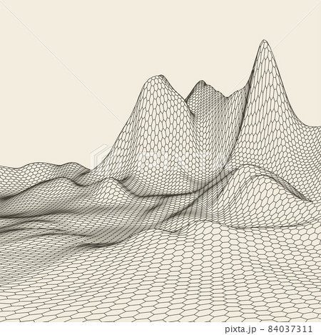 Abstract vector landscape background. Cyberspace grid. 3d technology illustration. 84037311