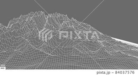 Wireframe landscape on white background. Abstract geometric vector technology background. 3d vector digital background. Wireframe landscape on white background. Abstract geometric vector technology background. 3d vector digital background. 84037576