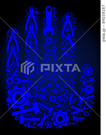Composition Stop Hand of Service Tools in Blue Colors 84039167