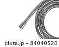 Shower hose on a white background. Silver shower hose close-up. 84040520