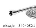 Shower hose on a white background. Silver shower hose close-up. 84040521