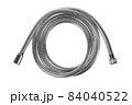Shower hose on a white background. Silver shower hose close-up. 84040522