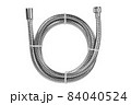 Shower hose on a white background. Silver shower hose close-up. 84040524