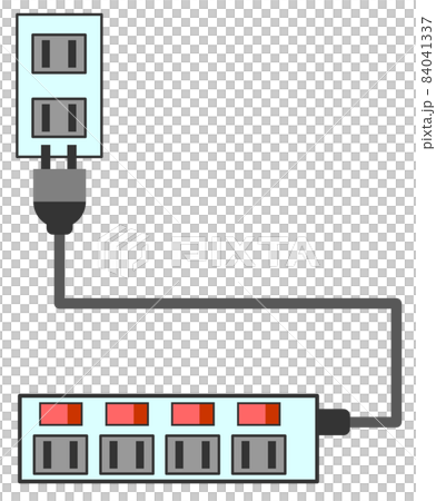節電が出来るスイッチ付きの電源タップのイラスト素材