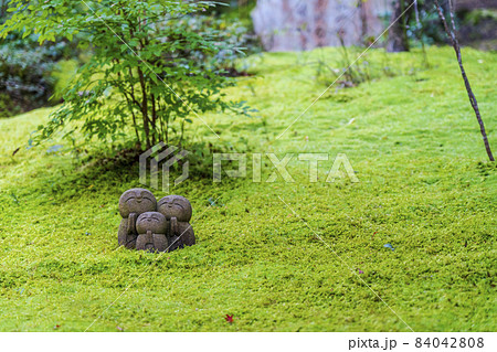 詩仙堂丈山寺の風景　地蔵と苔　京都府京都市 84042808