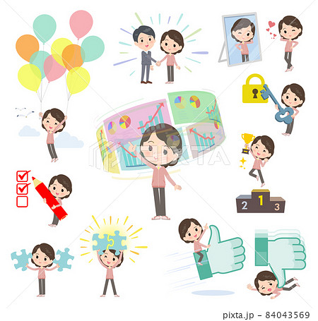 成功やポジティブに関するピンクジャージ中年女性のセット 成功やポジティブに関するピンクジャージ中年女性のセット 84043569