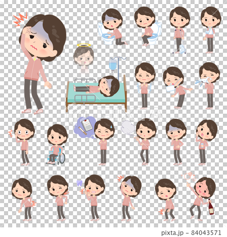 Injured or sick state pink jersey middle-aged female set 84043571