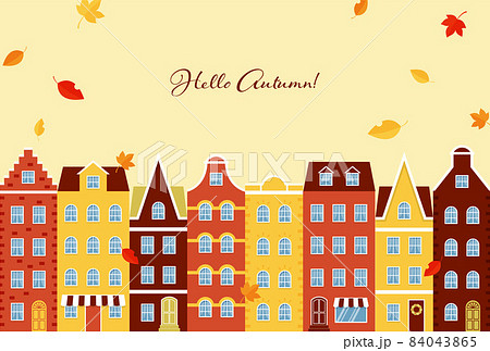 秋の街並みのイラストの背景素材のイラスト素材 秋の街並みのイラストの背景素材のイラスト素材