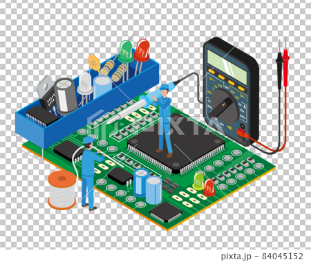 電子工作のアイソメトリックイメージイラスト 電子工作のアイソメトリックイメージイラスト 84045152