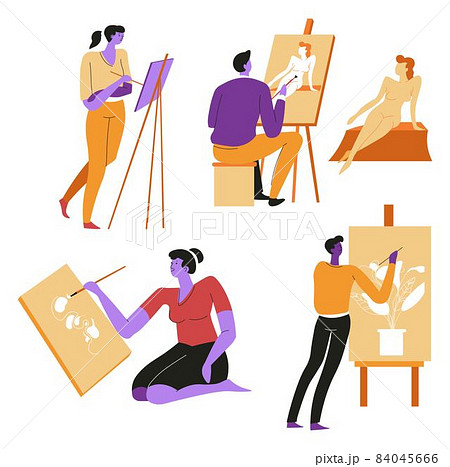 Art lessons and classes, drawing and posing vector Art lessons and classes, drawing and posing vector 84045666