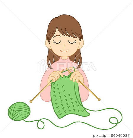 A knitting woman - Stock Illustration [84046087] - PIXTA