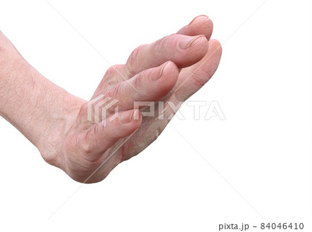 The hand of an elderly man, an old man isolated on white background 3d illustration 84046410