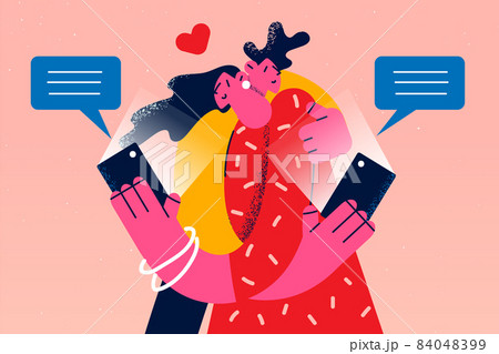 Couple lovers cheating online on smartphone device  84048399