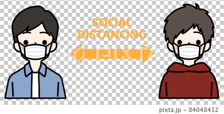 Person illustration set_Cute boy in plain clothes_Social distance Person illustration set_Cute boy in plain clothes_Social distance 84048412