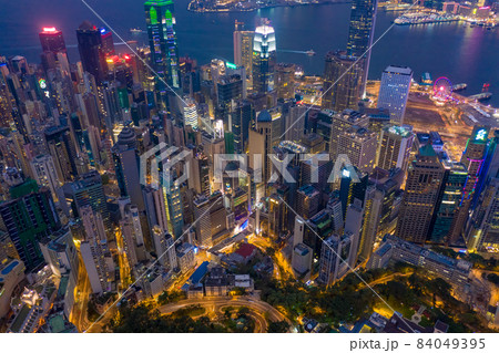 Night view from Victoria Peak in Hong Kong. Aerial shot. Night view from Victoria Peak in Hong Kong. Aerial shot. 84049395