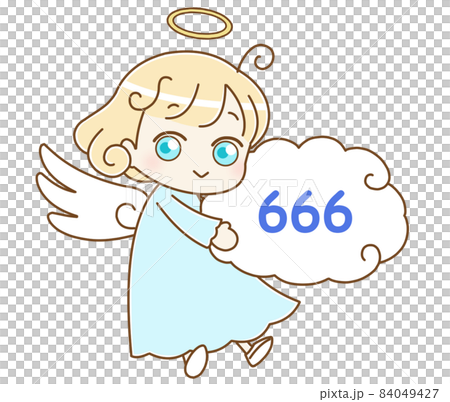 Angel and angel number 666 facing left 84049427