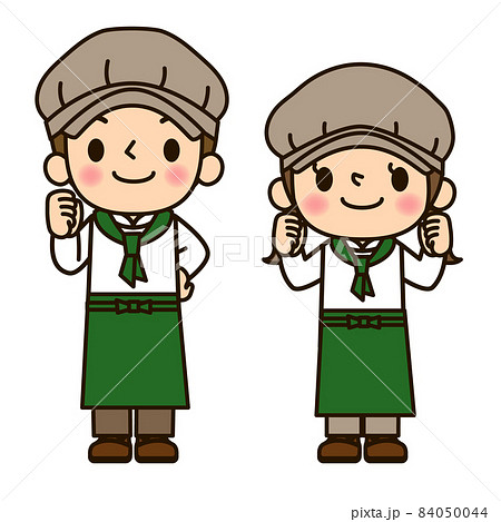 パン屋さん男女_頑張る 84050044