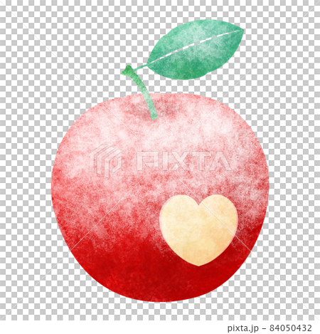 ハート型にかじったりんごの上に雪が降るのイラスト素材