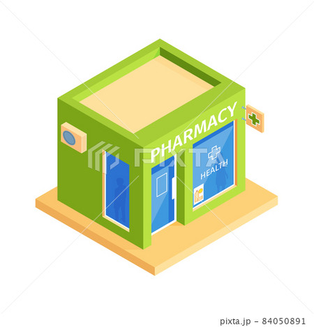 Isometric Pharmacy Building Composition 84050891
