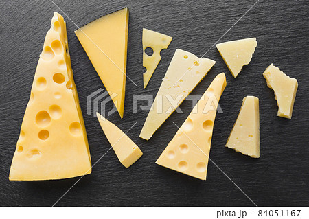 flat lay assortent emmental cheese. High quality beautiful photo concept 84051167