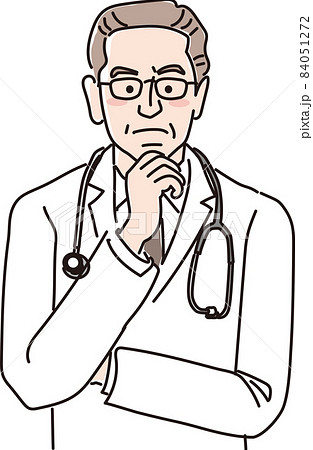 年配の男性医師_上半身_悩む 84051272